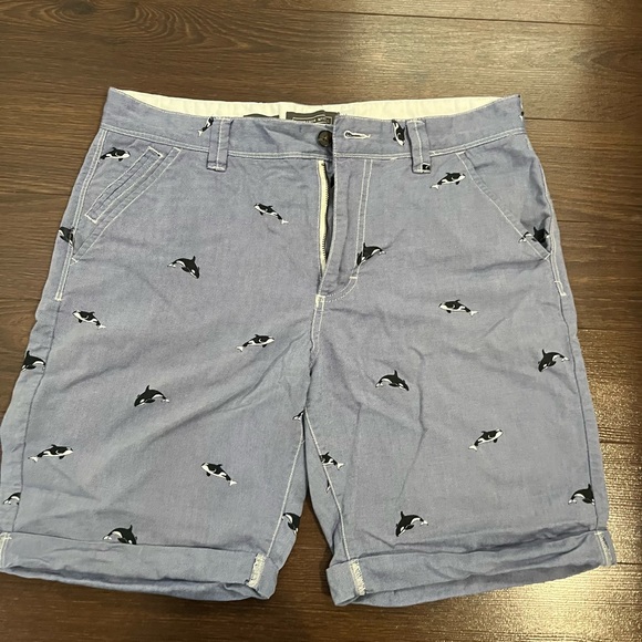 Men's Light Blue Patterned Shorts - Picture 1 of 5